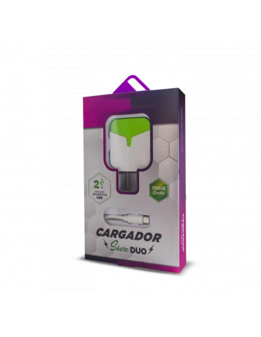 Cargador Premium ShareDuo 2.4A iPhone Lighting Verde