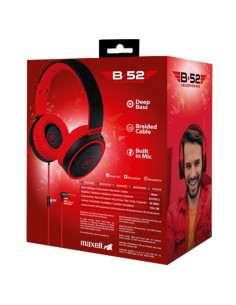 Auricular Stereo Maxell B52 Vincha con Microfono Rojo