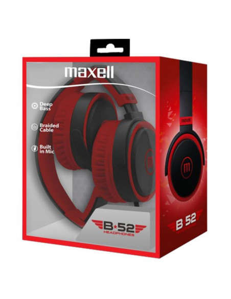 Auricular Stereo Maxell B52 Vincha con Microfono Rojo