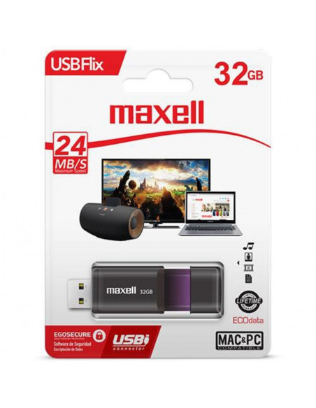 PenDrive  32GB Maxell Flix Negro/Violeta