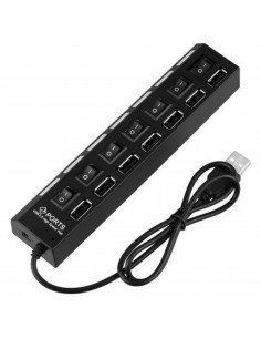 Hub USB 7 Puertos USB con Tecla Encendido Negro