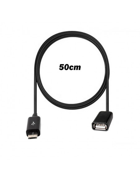 Adaptador Cable OTG (MicroUSB a USB Hembra) cable 50cm