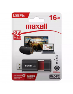 PenDrive  16GB Maxell Flix Negro/Rojo