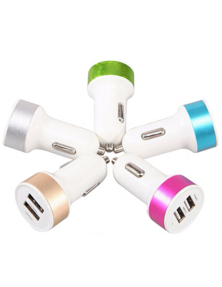 Cargador de Auto 12v Homologado  MP7 Salida USB x2 Doble 1A+2A