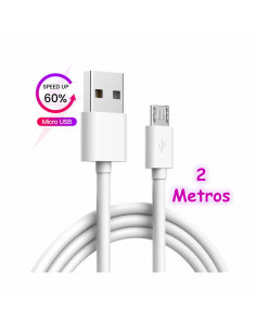 Cable USB MicroUSB 2m IH Fast Charger 2 Metros Blanco