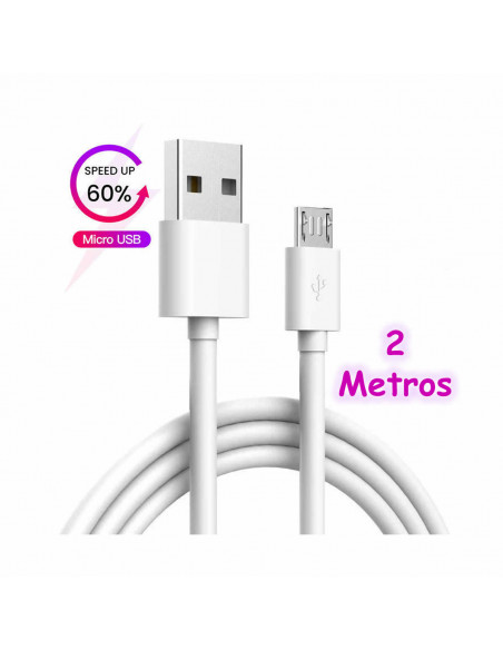 Cable USB MicroUSB 2m IH Fast Charger 2 Metros Blanco