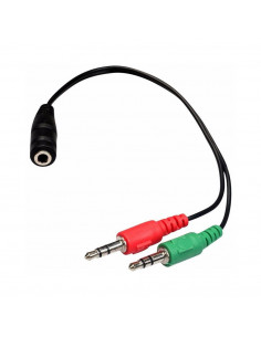Ficha Cable Adaptador Audio Auxiliar 3.5mm (Hembra a Doble Macho) Cable Redondo