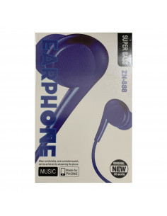 Auricular ML ZN-888 Super Bass Cable Cordon Color Azul