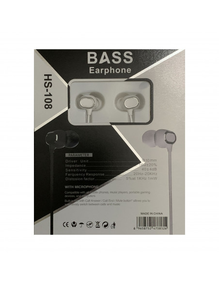 Auricular ML HS-108 Bass Cable Redondo Color Blanco