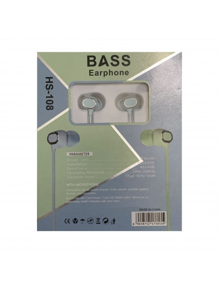 Auricular ML HS-108 Bass Cable Redondo Color Azul