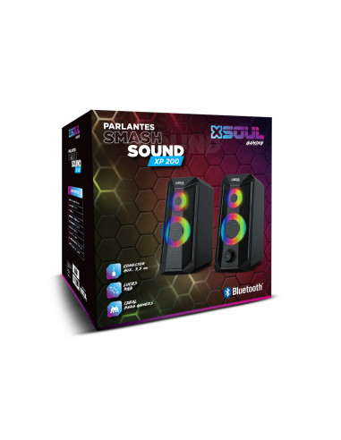 Gaming Parlante XP200 Smash Sound 3.5mm + Bluetooth - Luces RGB/Volumen