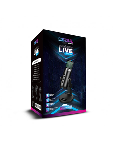 Gaming Microfono XMIC400 Condenser Live 3.5mm/Type-C