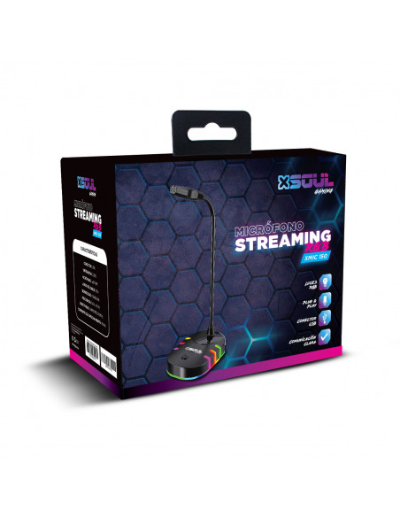 Gaming Microfono XMIC150 Streaming USB Luces RGB