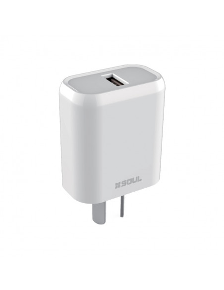 Cargador Viajero 220v Salida Simple USB 2.4A Blanco + Cable MicroUSB
