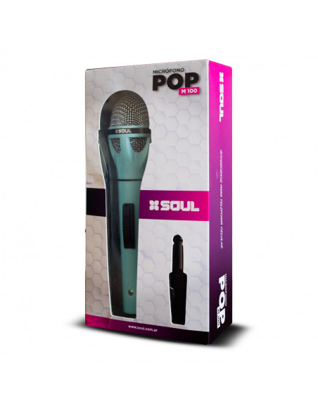 Microfono Pop M100 Karaoke conector 6.5mm Turquesa