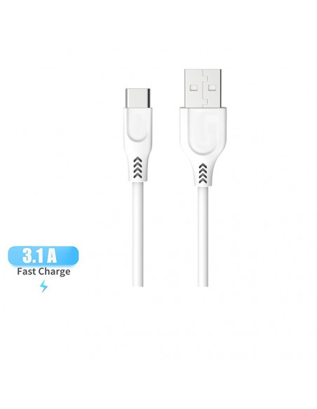 Cable USB Potenciado 3.1A MAX - Type-C de 1.2m Blanco