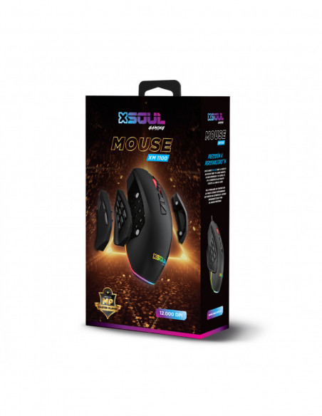 Gaming Mouse XM1100 9 Botones - Cable USB - Led RGB 12000dpi