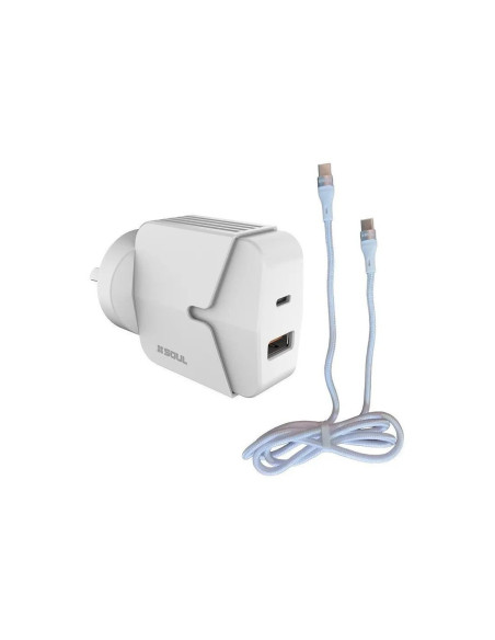 Cargador USB-C 20W  + USB 12W + Cable USB-C a USB-C