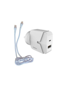 Cargador USB-C 20W  + USB 12W + Cable USB-C a Lighting