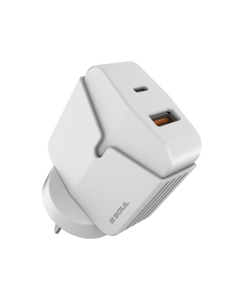 Cargador USB-C 20W  + USB 12W + Cable USB-C a Lighting