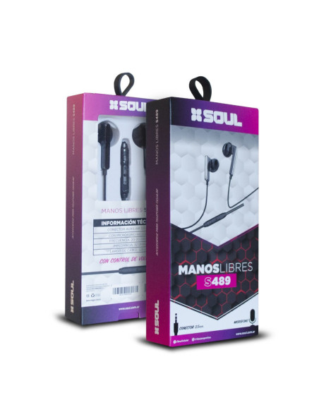 Auricular Manos Libres Stereo C/Corte SL 3.5mm S489 NegroNegro