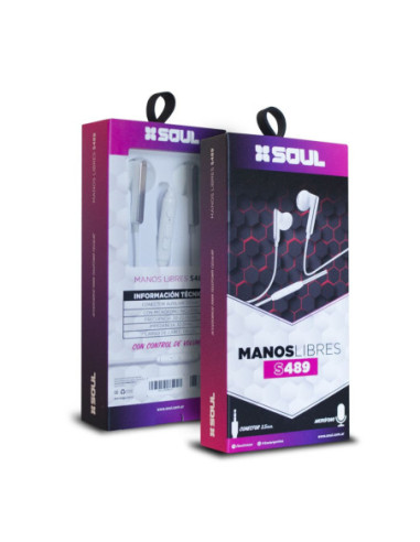 Auricular Manos Libres Stereo C/Corte SL 3.5mm S489 BlancoPlata