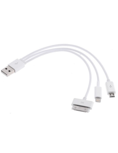 Cable USB 3 en 1 Smart Cable (iPhone5 + MicroUSB + 30 Pines)