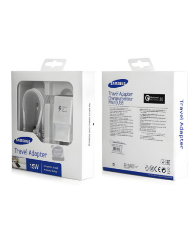 Cargador de Pared 220v Especial Samsung FastCharging 15W MicroUSB (USB+Cable)
