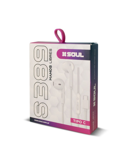 Auricular Manos Libres Stereo C/Corte SL Type-C S389 Blanco
