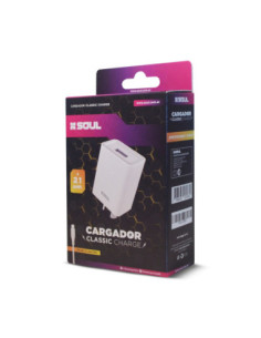 Cargador Viajero 220v Salida CLASSIC USB 2.1A Blanco + Cable MicroUSB