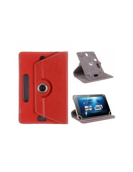 Estuche Cuero "SL_360" Tipo Libro Tablets 10" Universal con Stand Rojo