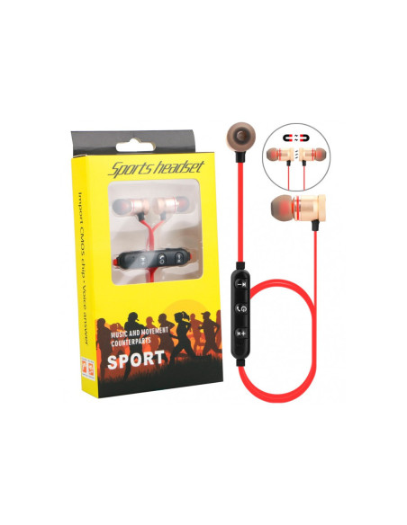 Auricular Sport Bluetooth BT100-2 InEar Magnetico Rojo