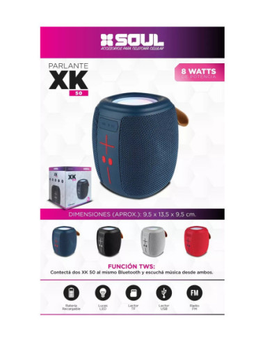 Parlante Portatil Bluetooth SOUL XK050  8W Gris