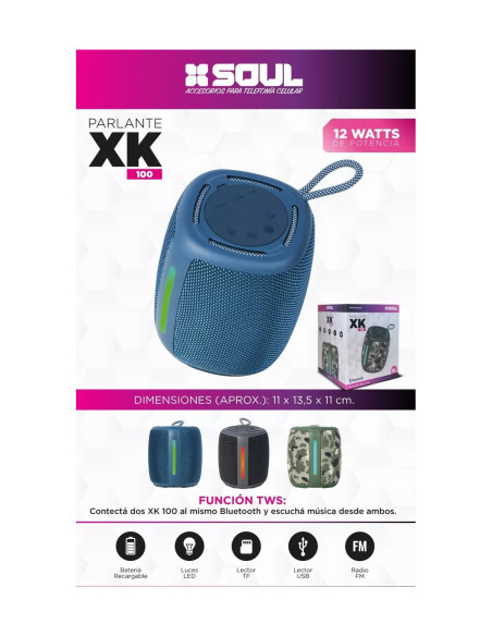 Parlante Portatil Bluetooth SOUL XK100 12W Negro