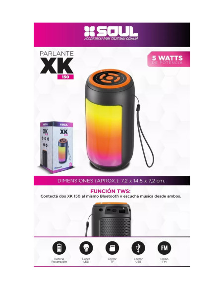 Parlante Portatil Bluetooth SOUL XK150  5W Negro