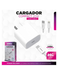 Cargador PD QC USB-C 20W + Cable USB-C a Lighting