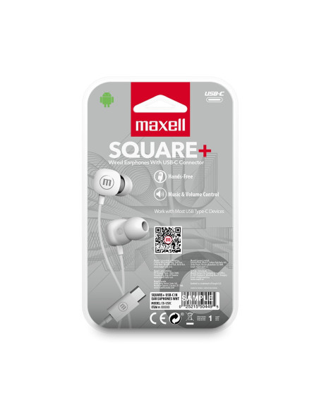Auricular Stereo Maxell SQUARE Ficha USB-C Blanco