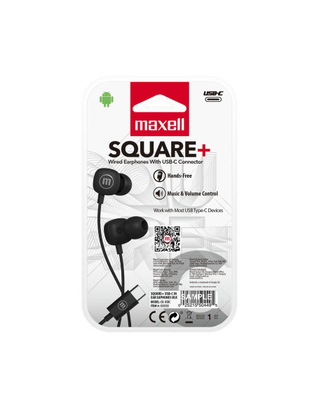 Auricular Stereo Maxell SQUARE Ficha USB-C Negro