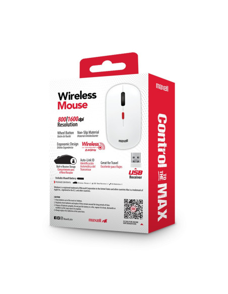 Mouse Maxell Inalambrico MOWL-100 Blanco (348585)